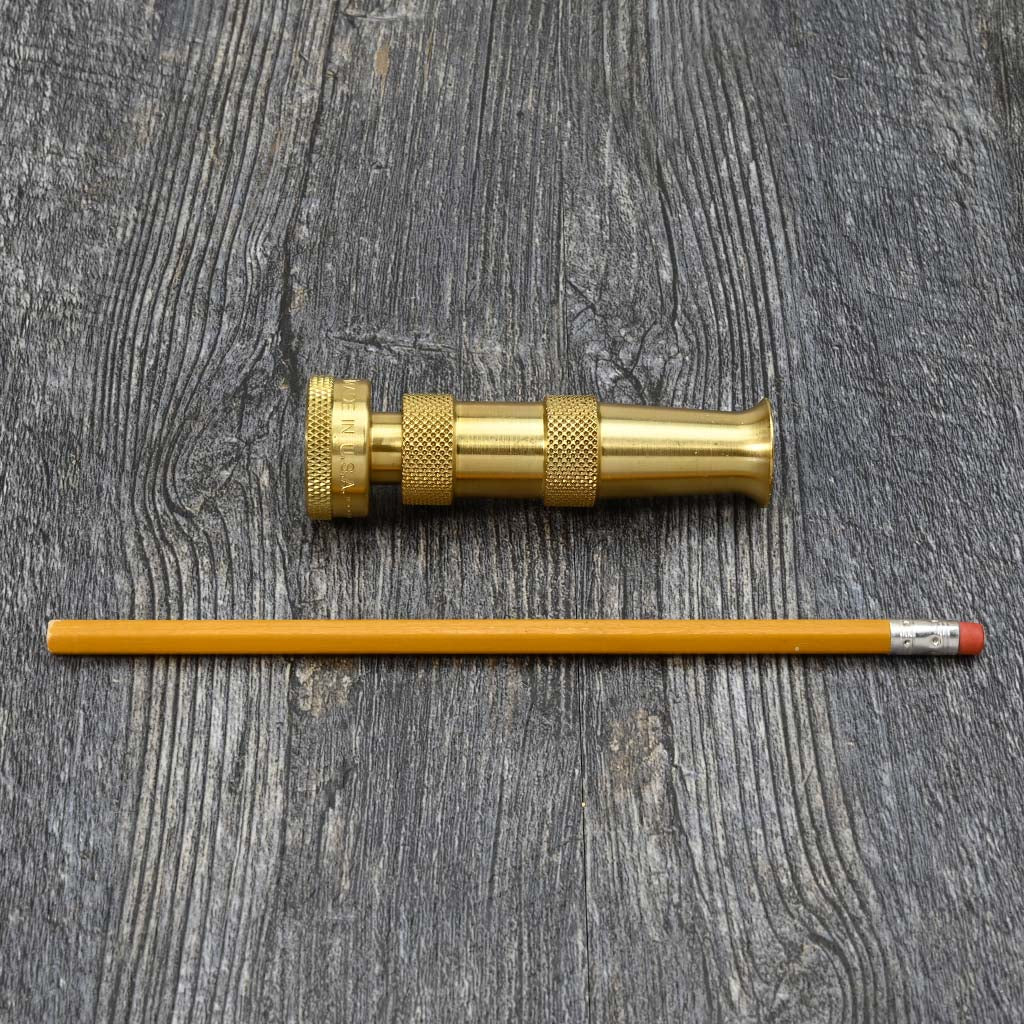 Brass Adjustable Water Nozzle by Dramm size comparison